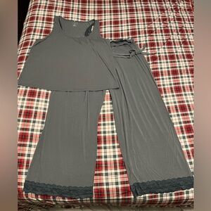 Posh Peanut Stormy Blue Lace Racerback Tank and Pants PJ Set